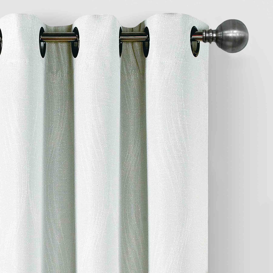 Rugs & Curtains * | Brooks White & Silver Grommet Blackout Curtain Panel, 84 Discount Store