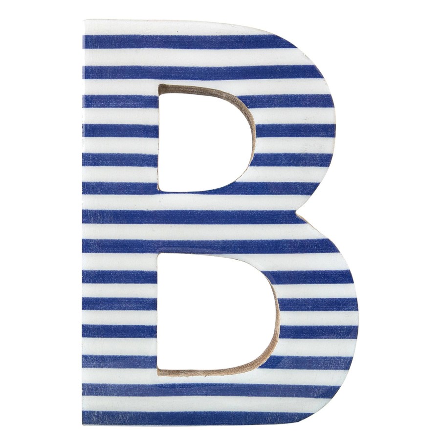 Home Accents * | 6In Blue Stripe Wood Letter B Discount