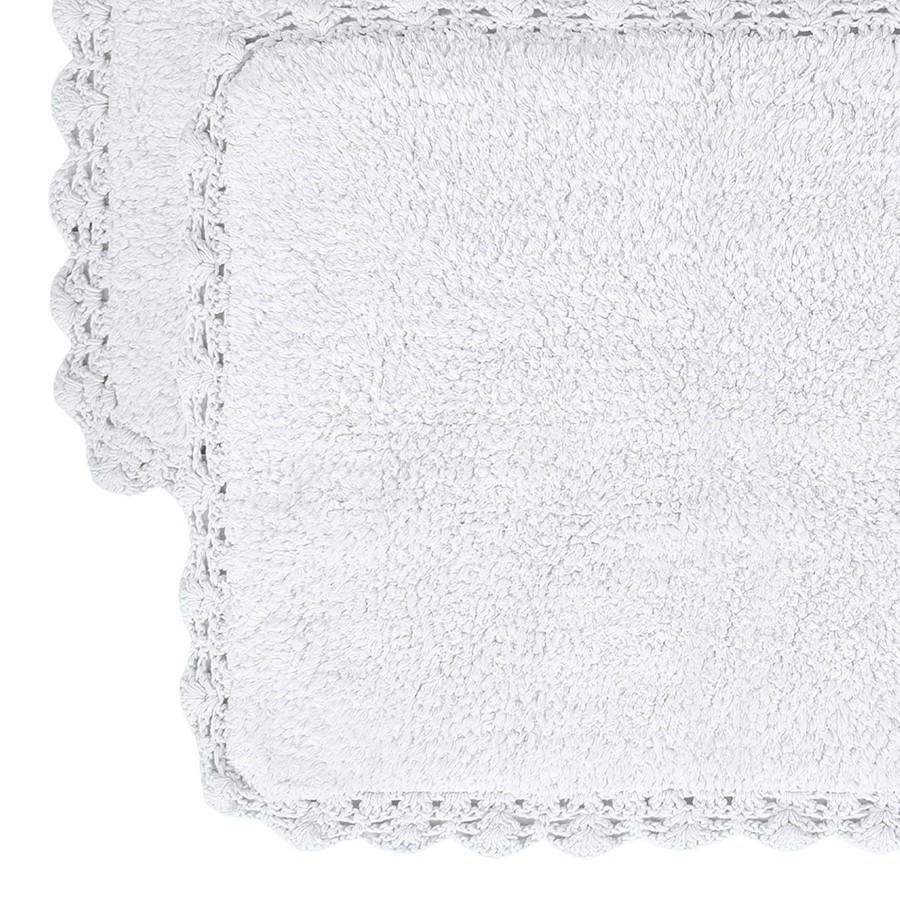 Rugs & Curtains * | 2-Piece White Crochet Edge Bath Rug Set, 20 32 &17 24 At Reduced Price