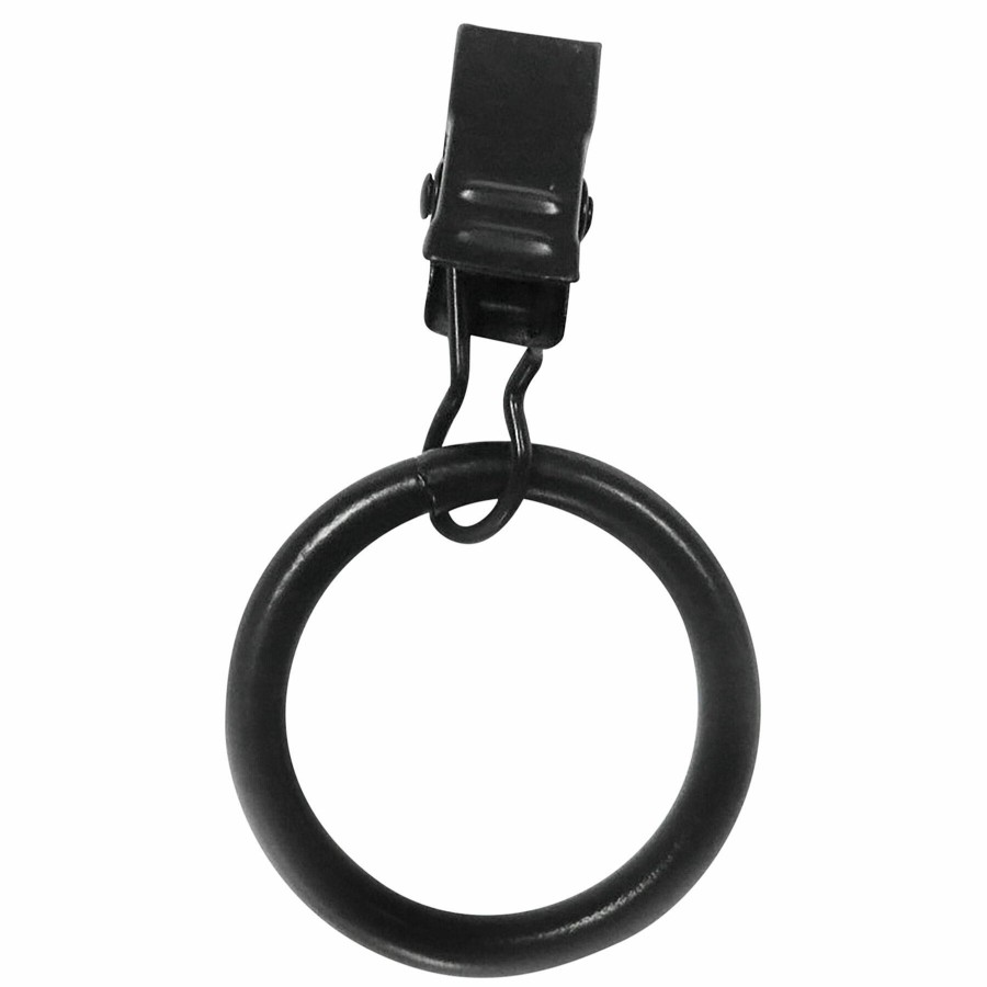 Rugs & Curtains * | 3/4 Diameter 7-Piece Clip Ring Set, Black Finish Limited Edition