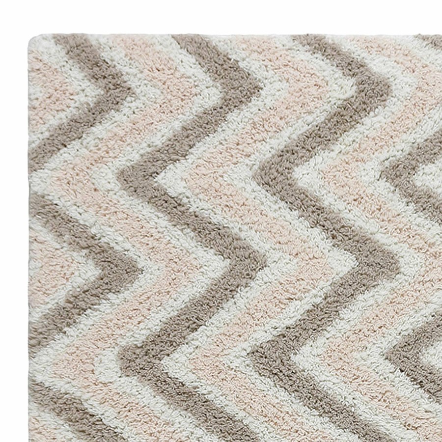 Rugs & Curtains * | Bath Rug Chevron Tan/Pink Outlet