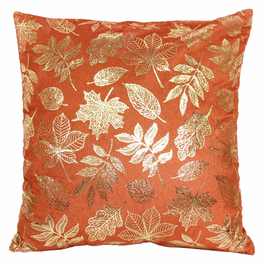 D Cor & Pillows * | Autumn Spice Foliage Foiled Throw Pillow, 18 Limited Edition