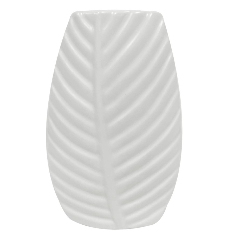 Home Accents * | White Palm Ceramic Vase, 9 Discounts