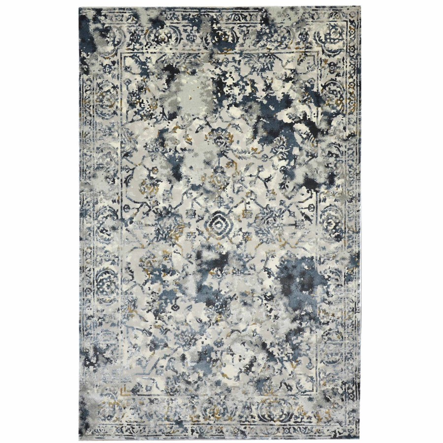 Rugs & Curtains * | (B551) Ivory & Grey Vintage Floral Design Area Rug, 7 10 Exceptional Design