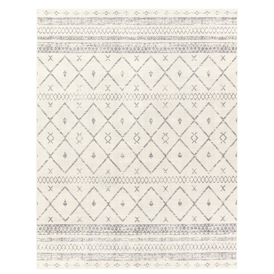 Rugs & Curtains * | (D483) Roma Ivory Diamond Design Area Rug, 8 10 Reliable Quality