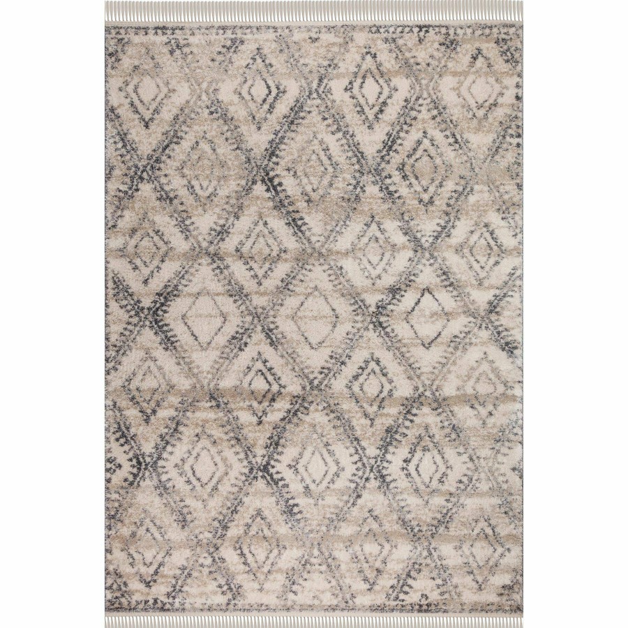 Rugs & Curtains * | (B616) Flokati Anthracite & Cream Diamond Runner, 2 7 Shop