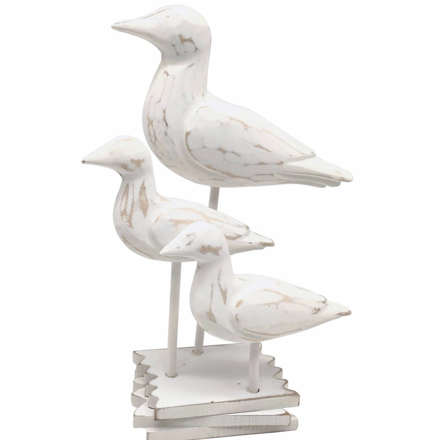 Home Accents * | White Faux Wood 3-Bird Finial, 11 At Reduced Price