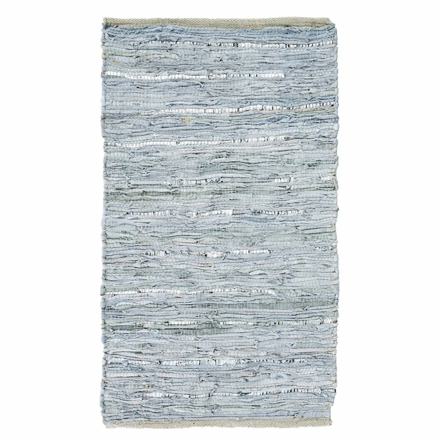 Rugs & Curtains * | (B637) Faux Leather Grey Area Rug Woven With Metallic Threads, 5 7 Reliable Quality