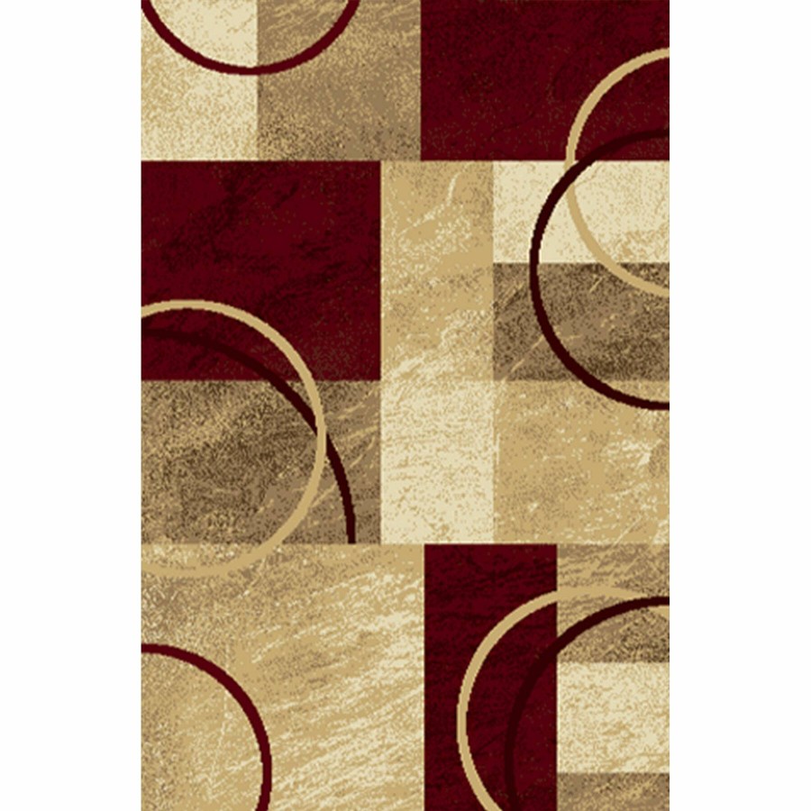 Rugs & Curtains * | (B645) Superior Burgundy & Tan Geometric Accent Rug, 3 5 Fantastic Model