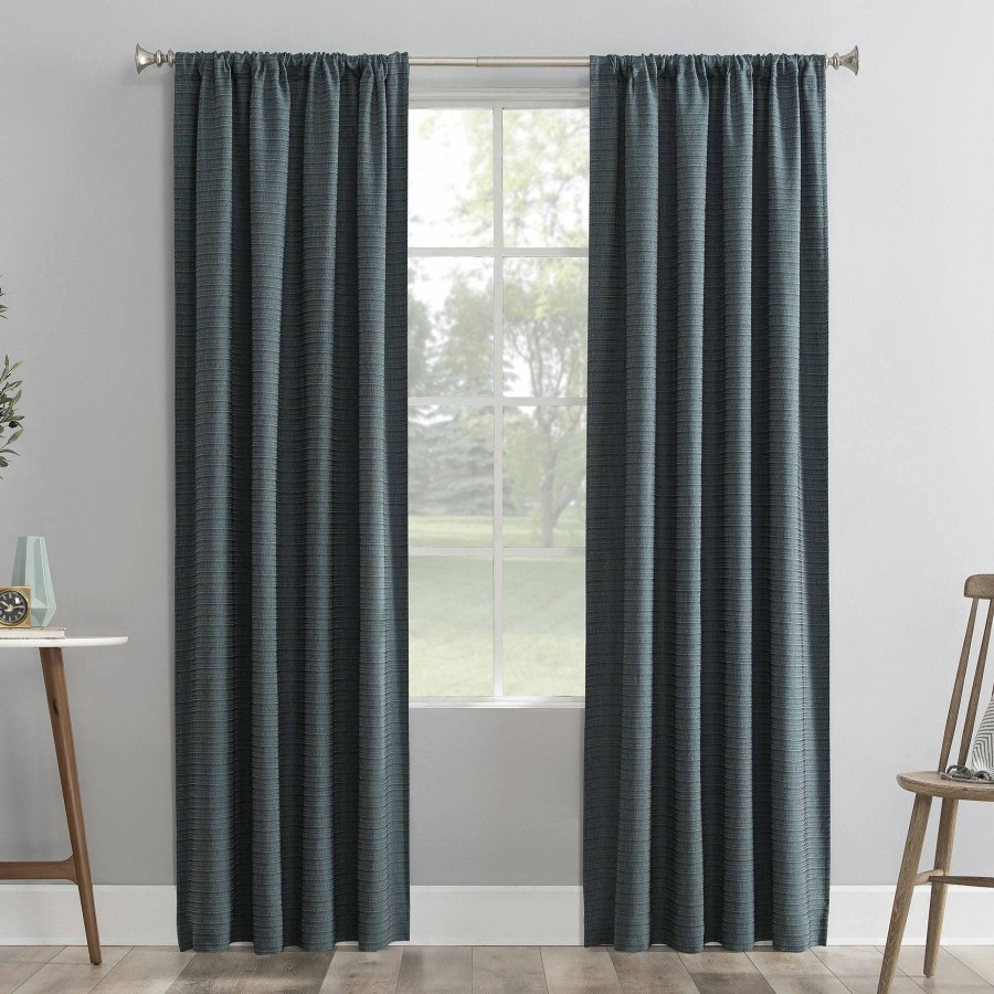 Rugs & Curtains * | Sun Zero Soraya Teal Thermal Lined Rod Pocket Blackout Curtain Panel, 84 Latest Fashion