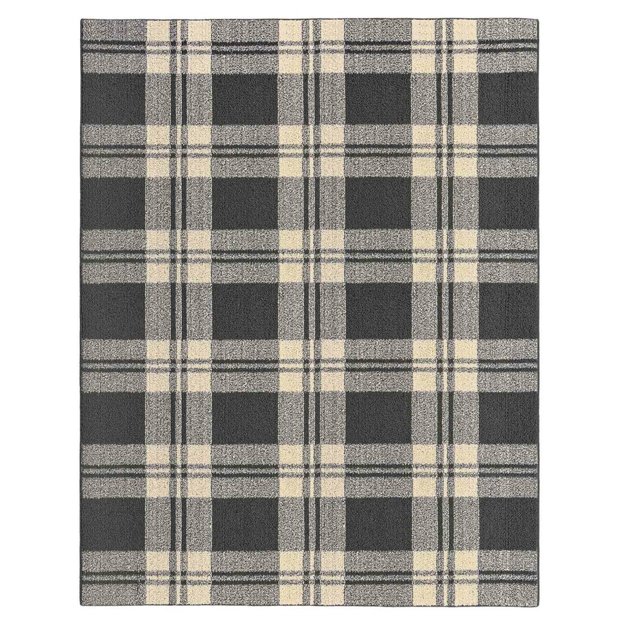 Rugs & Curtains * | (D502) Grey & Ivory Plaid Area Rug, 7 10 Latest Fashion