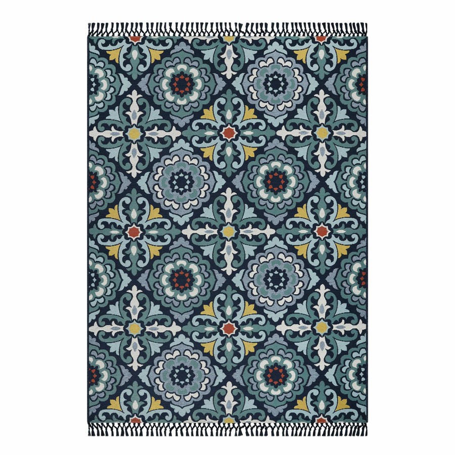 Rugs & Curtains * | (E322) Belpoint Blue Medallion Design Area Rug, 5 7 Classical Style