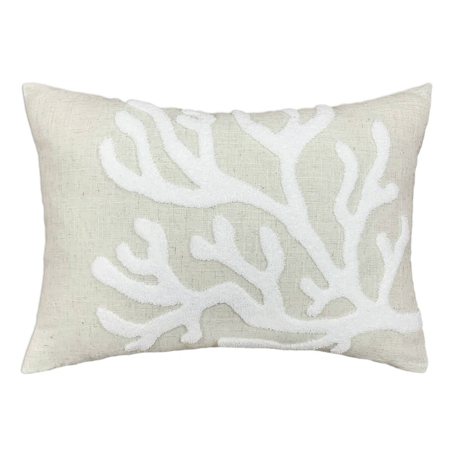 D Cor & Pillows * | Ty Pennington Seaside White Coral Throw Pillow, 14 20 Outlet Sale