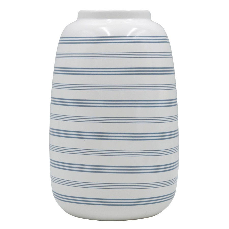 Home Accents * | Grace Mitchell Green Striped Ceramic Vase, 8 Fantastic Model