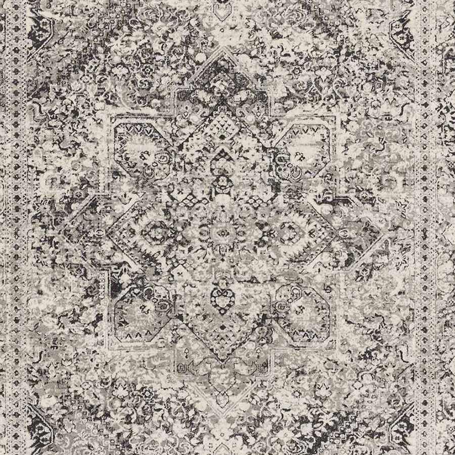 Rugs & Curtains * | (B548) Villa Distressed Look Dark Grey & Cream Area Rug, 5 8 Discount Store