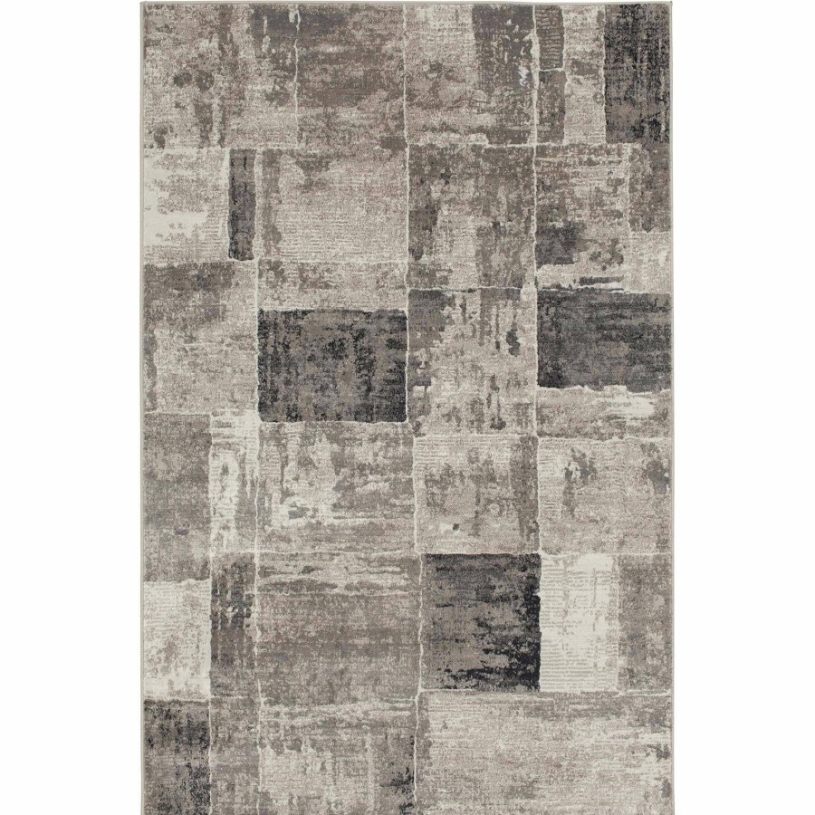 Rugs & Curtains * | (B625) Block Shades Of Grey Woven Runner, 2 8 At Low Price