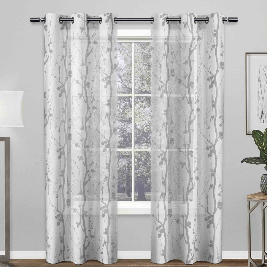 Rugs & Curtains * | Corfu Dove Grey Grommet Sheer Curtain Panel, 84 Classical Style