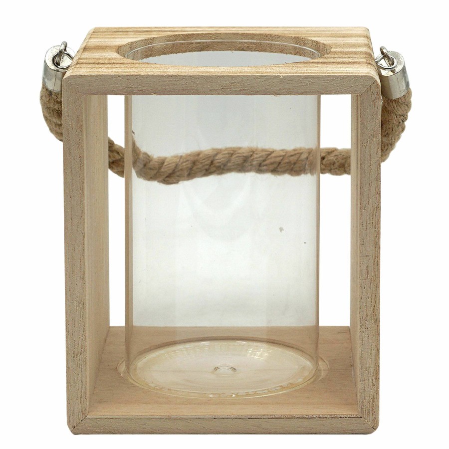 Home Accents * | Glass Jar With Wood Frame Candle Holder, 7 Limited Edition