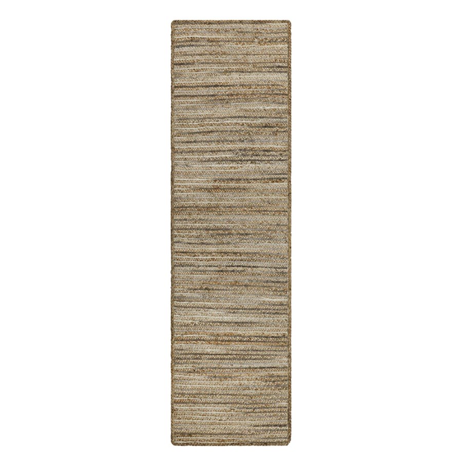 Rugs & Curtains * | (B729) Ty Pennington Kensie Natural Striped Jute Runner, 2 7 Outlet