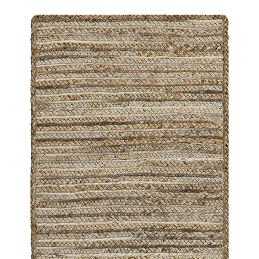 Rugs & Curtains * | (B729) Ty Pennington Kensie Natural Striped Jute Runner, 2 7 Outlet